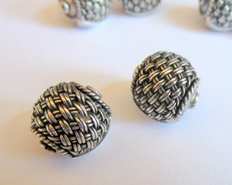 2 Bali Sterling Silver Woven 12mm Beads