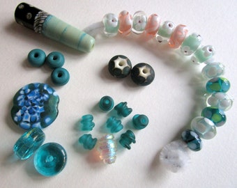 Lampwork - BIg SALE - 30 Teal Green