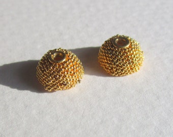 Two Bali Gold Granulated Bead Caps