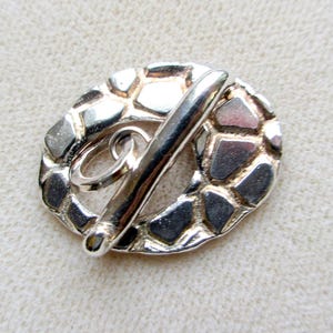 Fine Silver Textured Toggle Clasp, Artisan Jewelry Finding