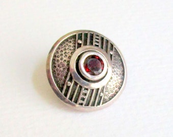 Sterling Silver Bail with Faceted Garnet Center