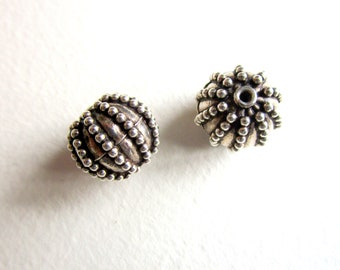 2 Bali Sterling Silver Beads 11mm