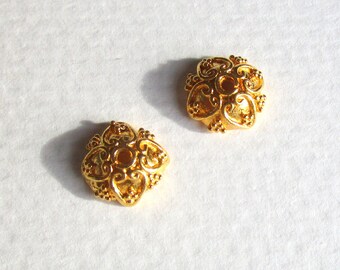 Two Bali Gold Vermeil Bead Caps