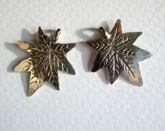 2 Thai Hilltribe Leaf Pendants/Charms