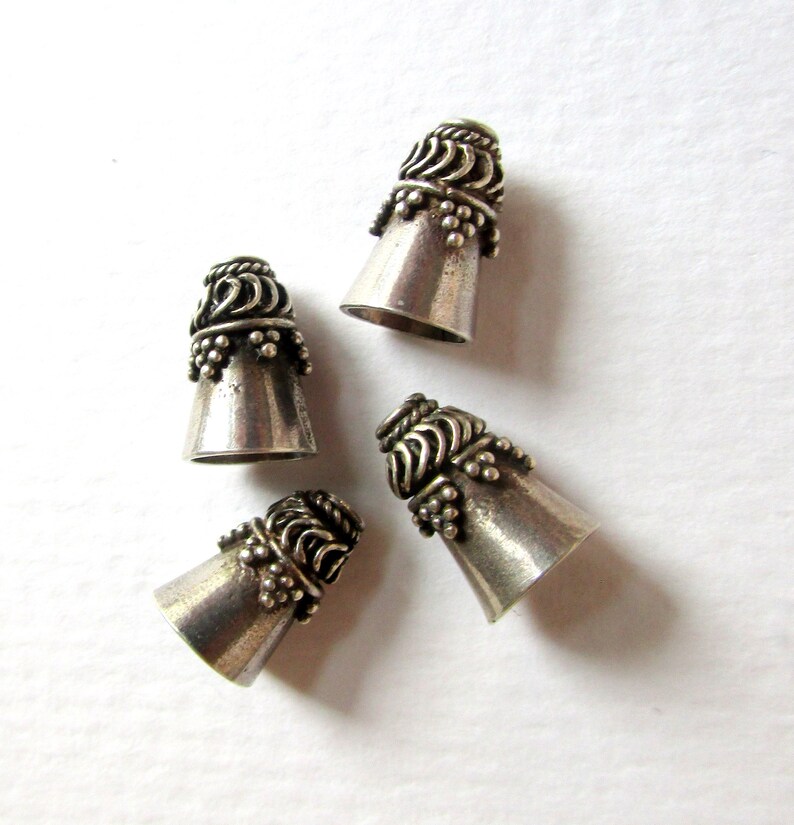 4 Bali Sterling Silver End Caps image 1