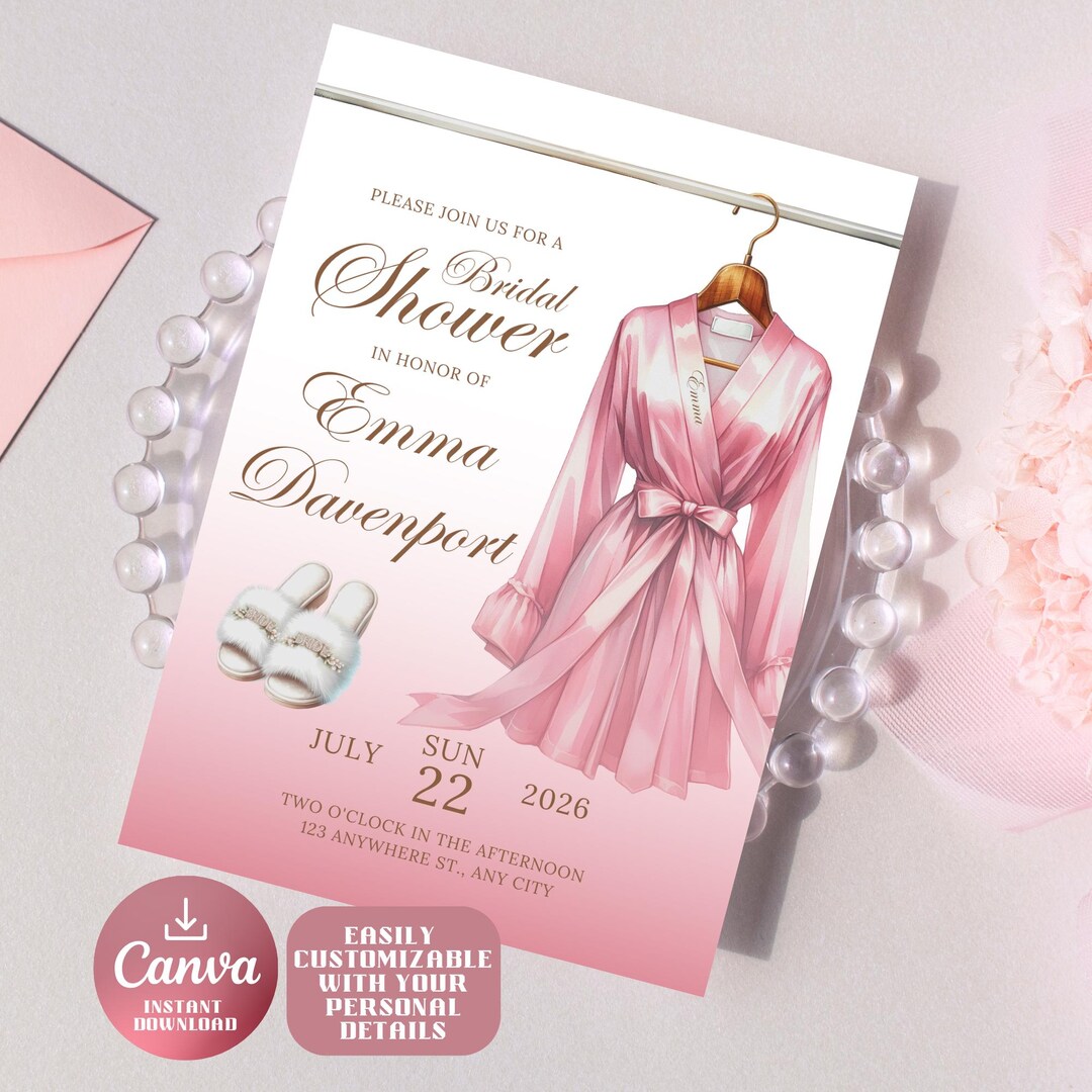 Digital Bridal Shower Invitation Template 5x7 - Editable Bride-to-be ...