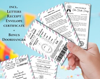 Mini-Zahnfee-Set - personalisierter Buchstabe, Gedicht, Urkunde, Quittung & Umschlag | Feenpost für Kinder | Magischer verlorener Zahn-Andenken-Geschenk