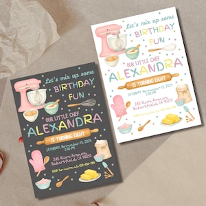 Invito di compleanno "Mix Up Some Fun" / Modello modificabile 5x7 / Invito per festa di cucina per bambini / Invito di compleanno stampabile / Download digitale