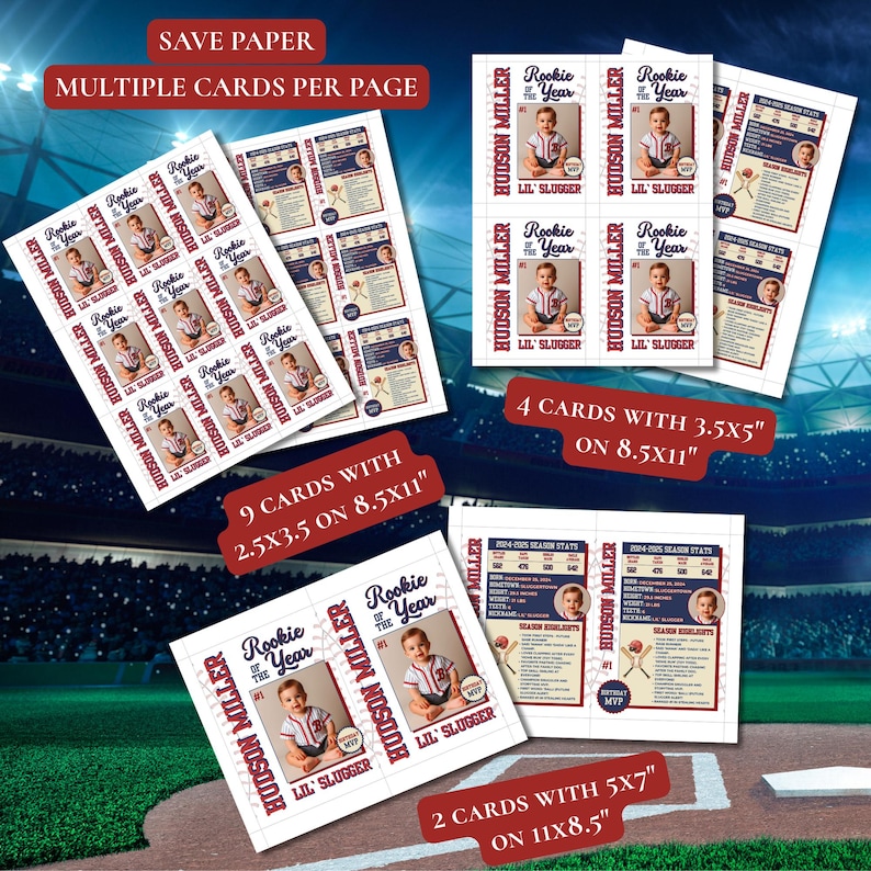 Custom Rookie of the Year Baseball Card, 1st Birthday Stat Card ...