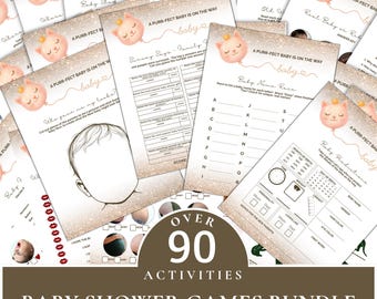 Bundel met spinnen-achtige babyshowergames, bewerkbare canvassjablonen | Ballonontwerp schattig kitten, kattenthema, borden, kaarten en meer, direct download