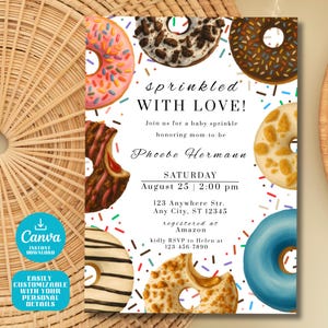 Sprinkled with Love Baby Sprinkle Invitation | Donut Baby Shower Invite | Gender Neutral Sprinkle Theme| Printable Baby Sprinkle Invitation
