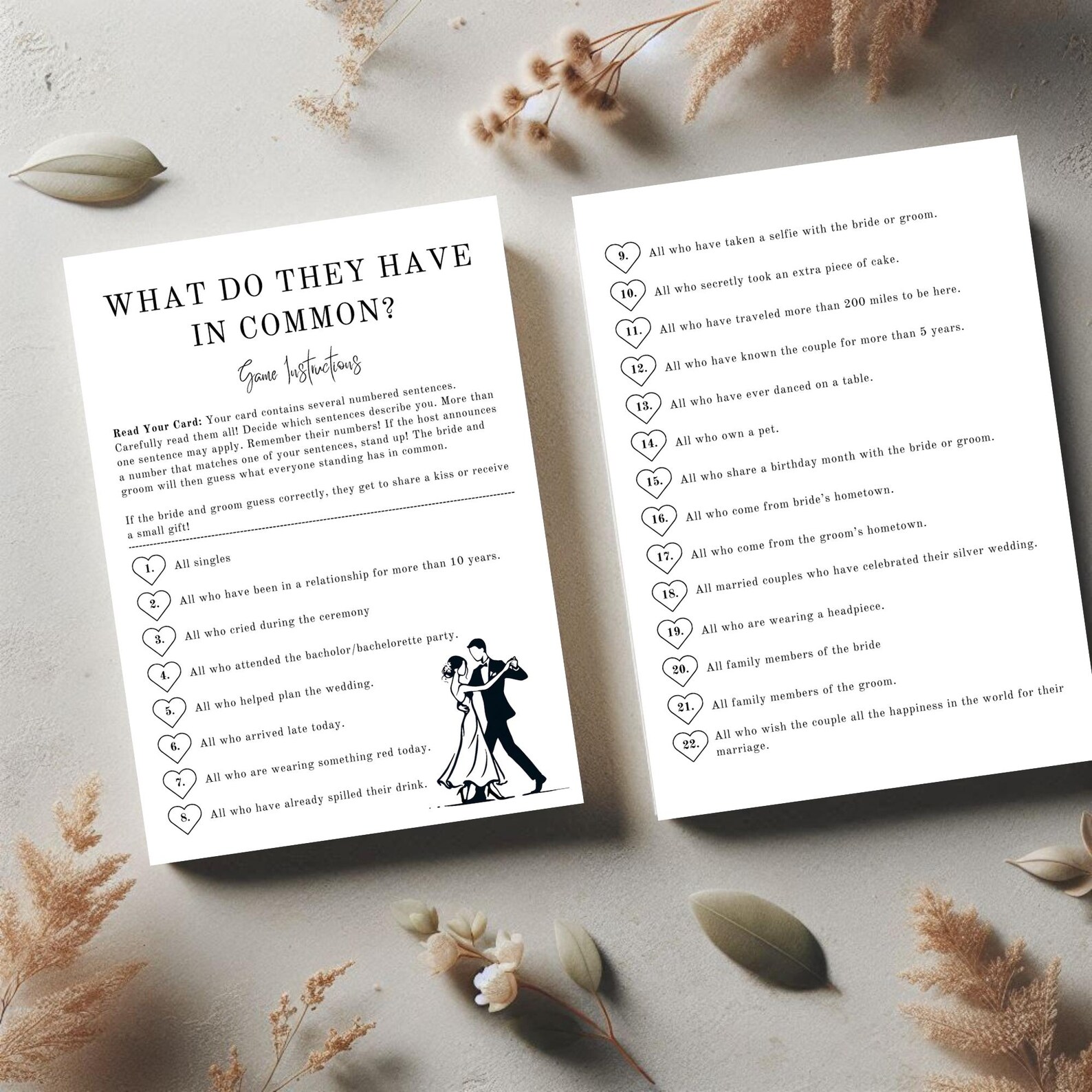 Interactive Wedding Digital Game Cards Template, Fun Guest Activity for ...