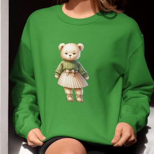 Unisex Casual Polo Bear Crewneck Tan Sweatshirt, Stylish