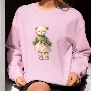 Casual Polo Bear Crewneck  Sweatshirt, Stylish Bear, Animal Sweater Bear Lover Shirt Winter Sweatshirt Teddy Bear, Fancy Bear