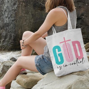 God is in control bag , Church Bag, Trendy Christian Bag, Bible Study Bag, Jesus Lover Totes, Believer Tote Bag, Faith Tote Bag