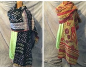 Navy, Plum Kantha Scarf, Saffron, Paisley, Lavender, Boho, Paprika, Red, Purple, Floral, Wrap, Long, Plus Size, Table Runner