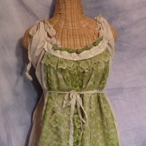 Items similar to Green Daisy Dress Custom Fairy Tan Tea Dyed Lace ...