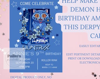 Kpop Demon Hunters Derpy Editable Birthday Invite