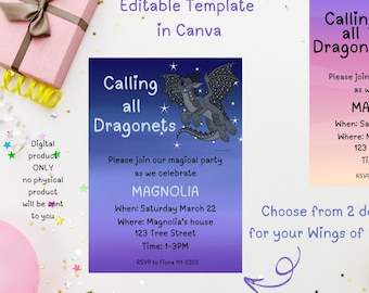 Wings of Fire Birthday Invitation Template