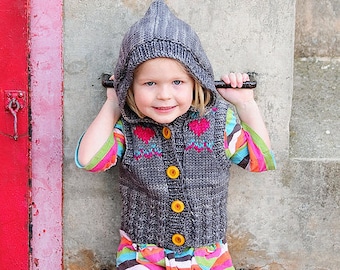 make your own Mini Cardi Vest (DIGITAL KNITTING PATTERN) Ages 2-14 toddler child tween girl