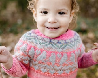 make your own Bitty Birdies mini Lovebirds Sweater (DIGITAL KNITTING PATTERN) for babies toddlers child girl boy