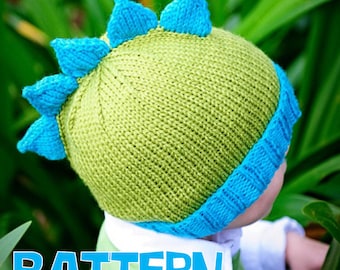 make your own Roar Stegosaurus Hat (DIGITAL KNITTING PATTERN) baby toddler child adult sizes