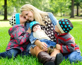 make your own Polka Dot Spots Hat & Cowl (DIGITAL KNITTING PATTERN) baby toddler child tween teen adult