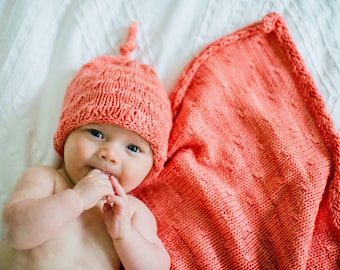 make your own Johnnie Layette Set Blanket & Hat  (DIGITAL KNITTING PATTERN)