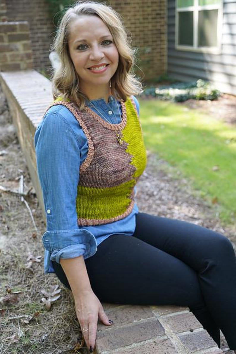 make your own Colorblock Market Vest (DIGITAL KNITTING PATTERN) for tweens, teens, adults