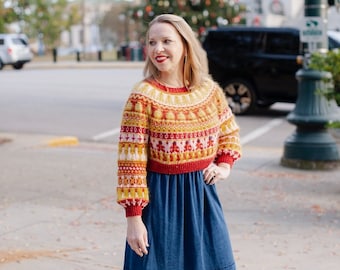 make your own Holidaze Pullover (DIGITAL KNITTING PATTERN) for adult women teen junior