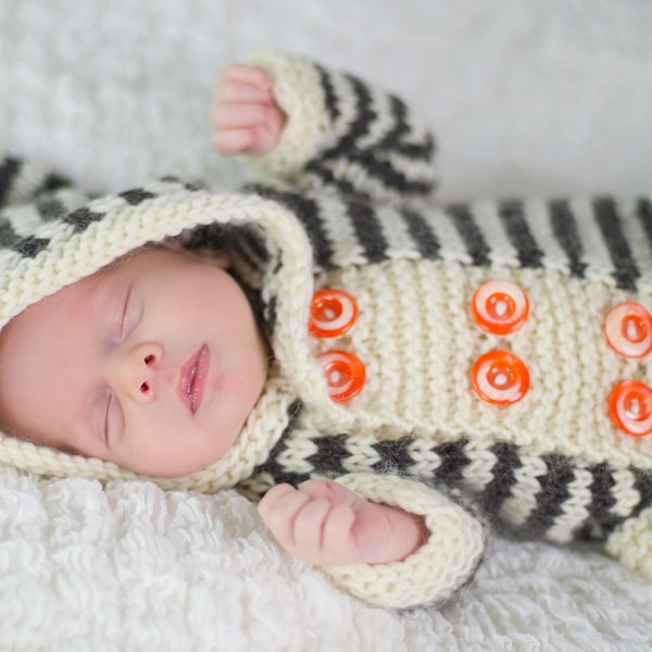 Haz tu propio abrigo Duffley Stripey (PATRÓN DE TEJIDO DIGITAL) para bebé recién nacido y niño pequeño