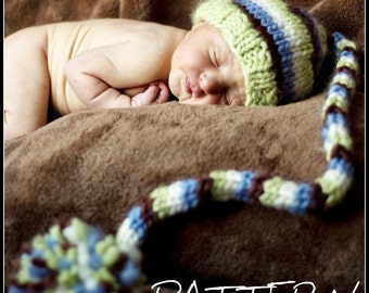 make your own Chunky Striped Stocking Cap (DIGITAL KNITTING PATTERN) newborn baby toddler
