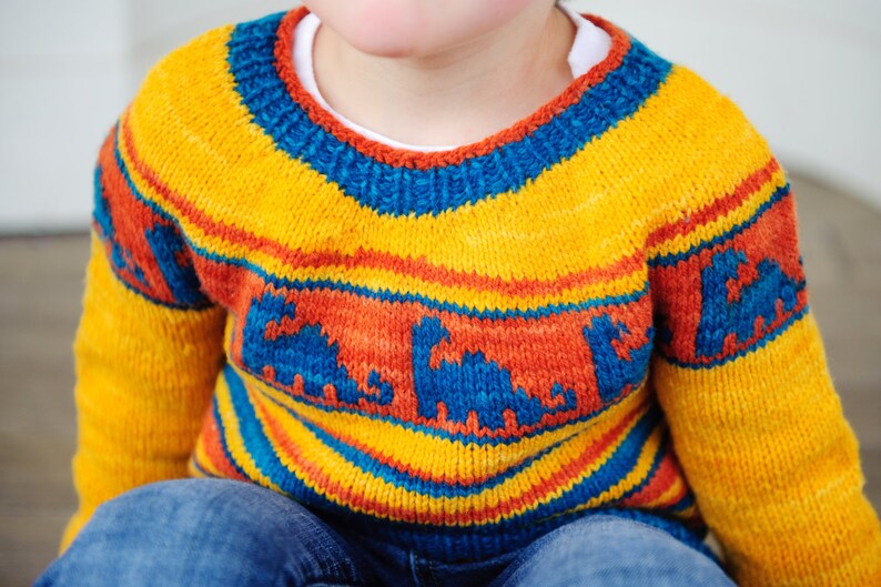 make your own Diplodocus Sweater DIGITAL KNITTING PATTERN Infant Toddler Child image 4