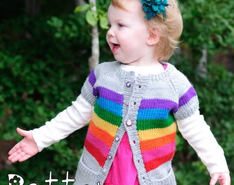 make your own Sarabeth Cardigan (DIGITAL KNITTING PATTERN) toddler child tween teen sizes 2 to 16