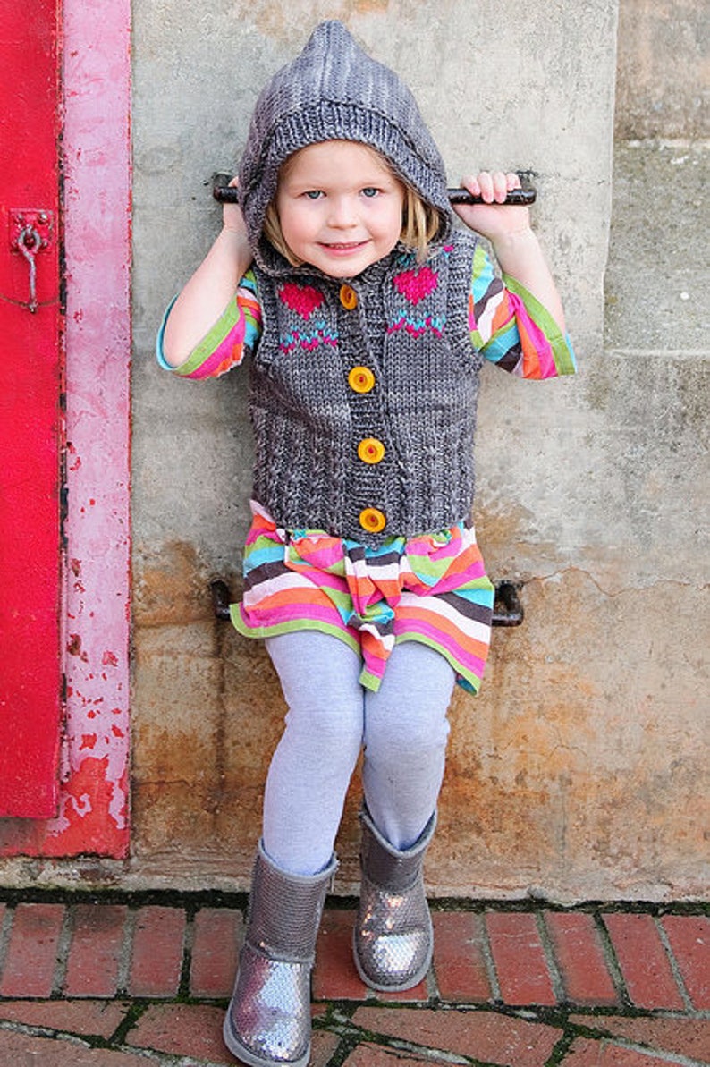 make your own Mini Cardi Vest DIGITAL KNITTING PATTERN Ages 2-14 toddler child tween girl image 1