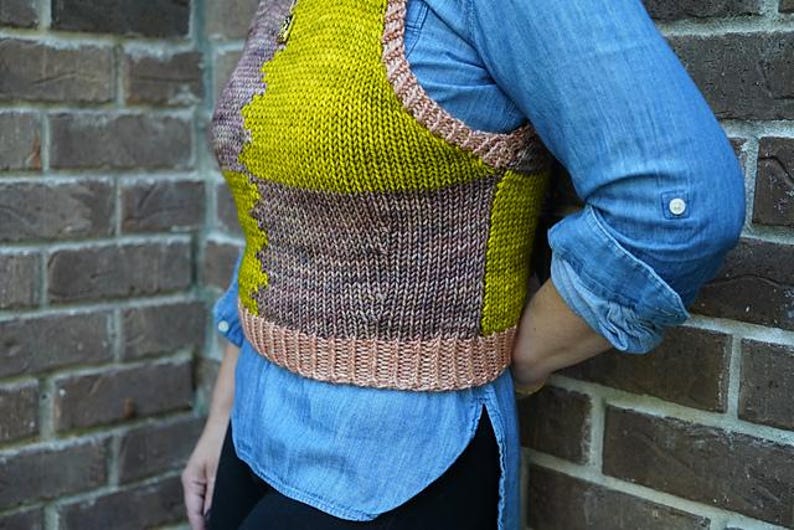 make your own Colorblock Market Vest (DIGITAL KNITTING PATTERN) for tweens, teens, adults