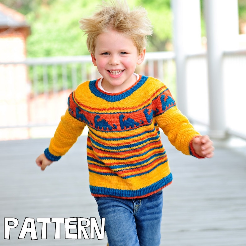 make your own Diplodocus Sweater DIGITAL KNITTING PATTERN Infant Toddler Child image 1