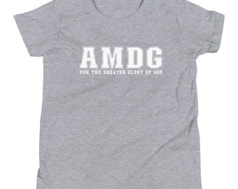 AMDG Catholic Youth Short Sleeve T-Shirt / Back to School Tee / Catholic  Kids Gift