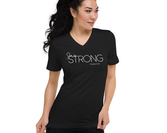 She is Strong Womens Month Short Sleeve V-Neck T-Shirt