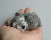 needle felted dog sleeping little schnauzer  brooch ,pin,doll house,custom pet portrait