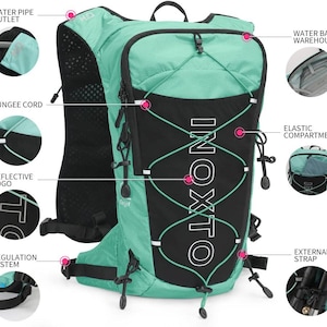 INOXTO ハイドレーションパックバックパック、2L漏れ防止ウォーターブラダー付きウォーターバックパック、男性用ランニングハイドレーションベスト
