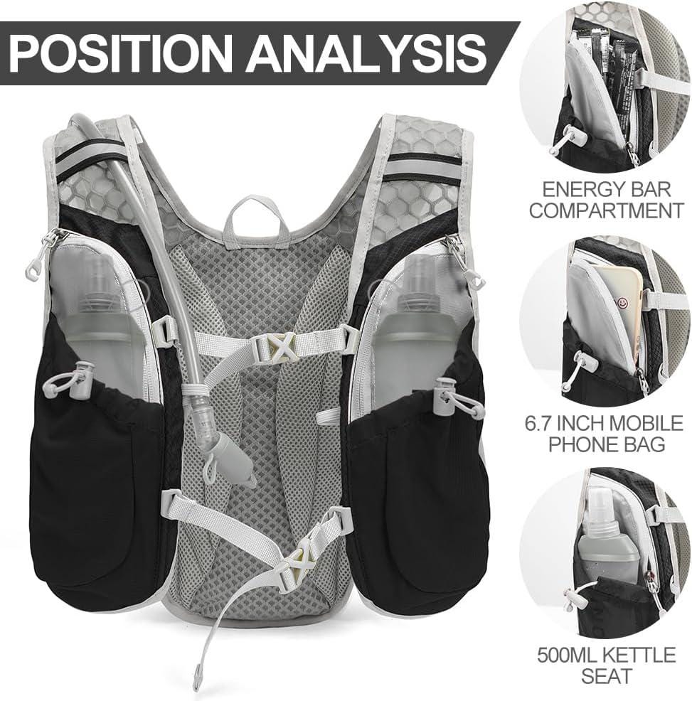 INOXTO Laufwassertasche Weste – Trinkrucksack Mit 1,5 L Blase Für Sport & Outdoor