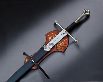 Anduril Sword of Aragorn Strider With Free Wall Mount and Scabbard Cosplay Prop of Aragorn From Movie