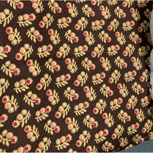 Vintage Floral Fabric Yard 1/2 yard Brown/Yellow/Red Cotton Blend For Sewing Crafting