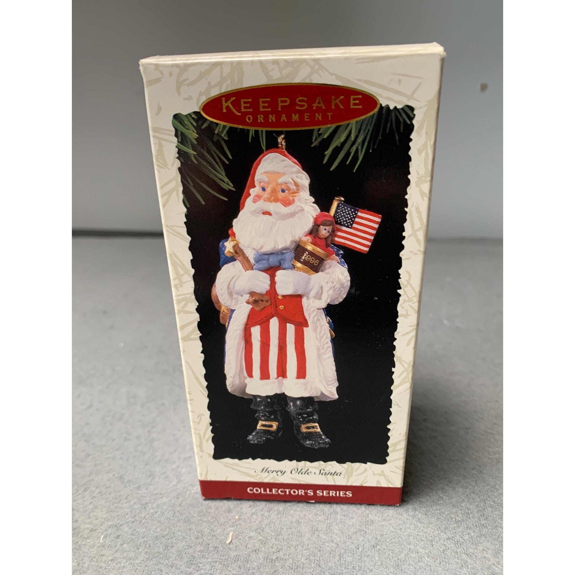 Hallmark 1996 Keepsake Ornament Merry Olde Santa With Flag