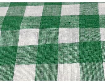 Green & White Gingham Cotton Fabric 1/2 yard x 36" Quilting Sewing Crafts