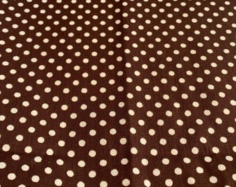 Brown Polka Dot Cotton Fabric 1/4 yard 44" for Sewing Crafts Quilting