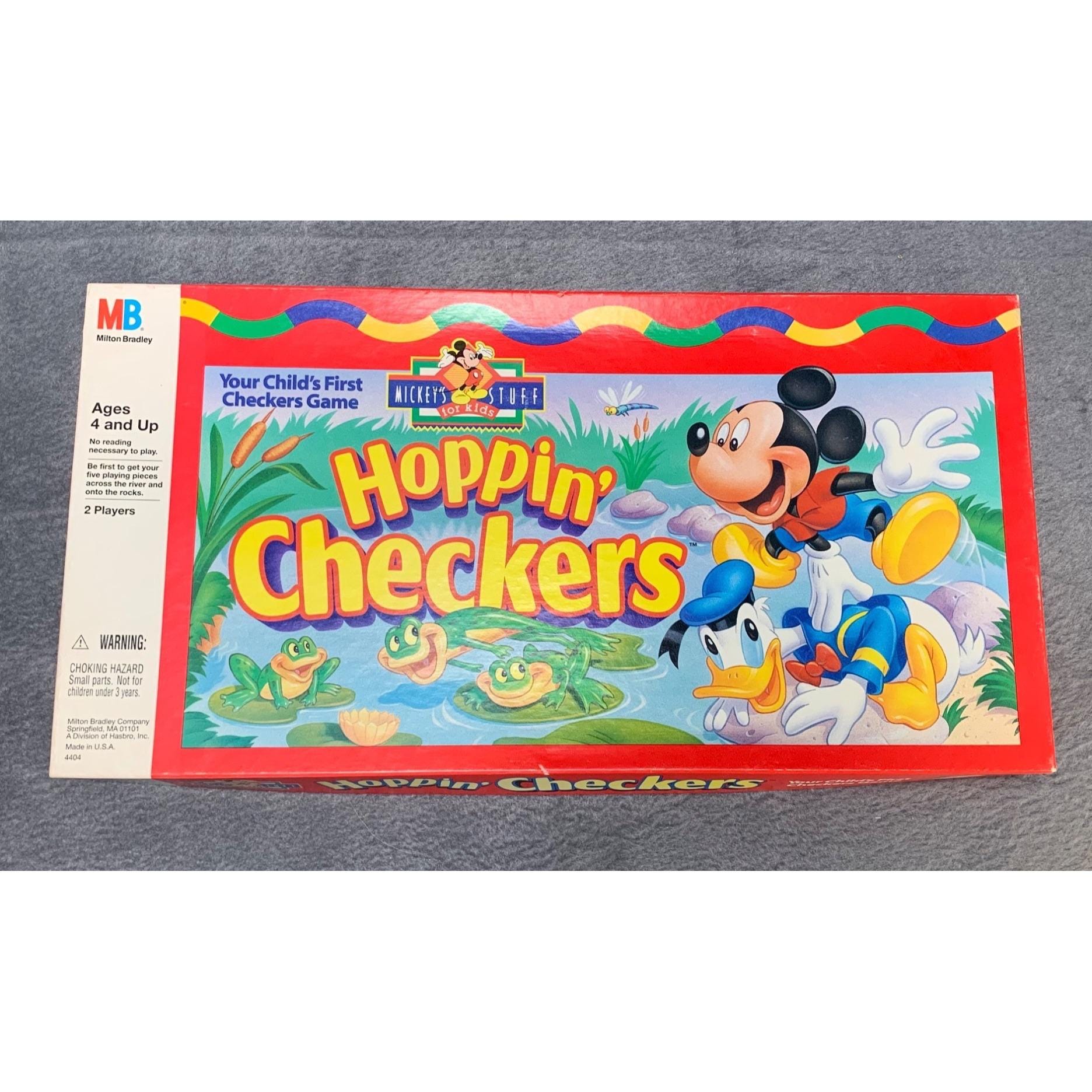 Vintage MB Hoppin Checkers Mickey Mouse Game Ages 4 and up 1980s