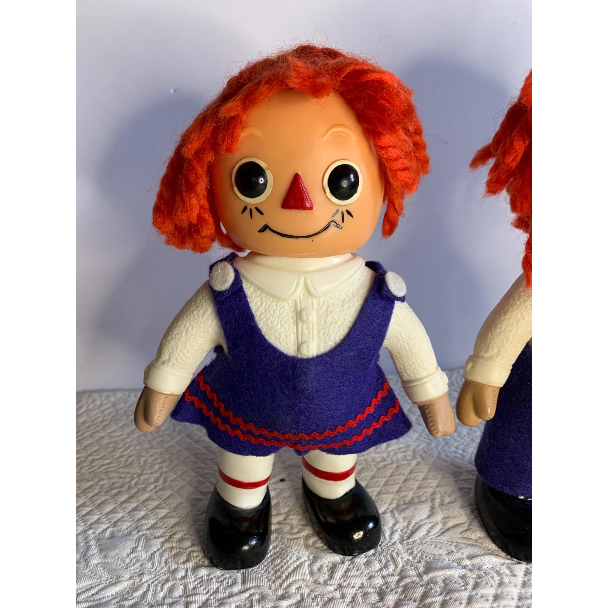 レア　希少品　RAGGEDY ANN &ANDY 1974年　貯金箱　美品 Raggedy Ann & Andy Coin Bank Set 1974 Royalty Industries Vinyl 10