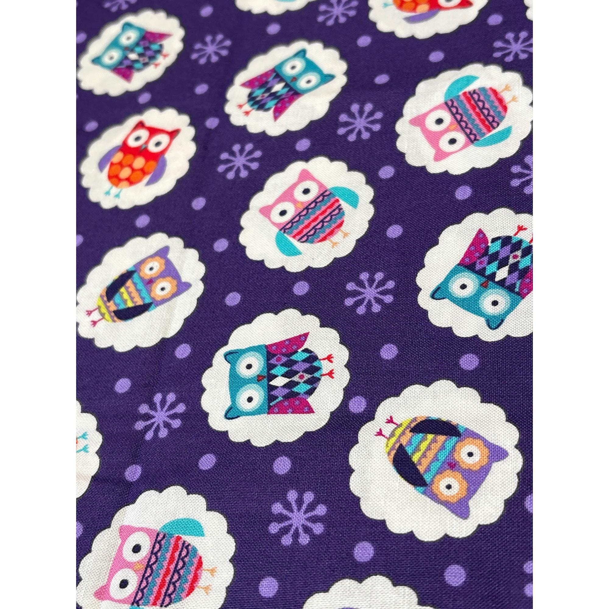 Studio E Wings N Things Owls Fabric 1/2 yard x 44" Cotton Purple with Cute Owl Print